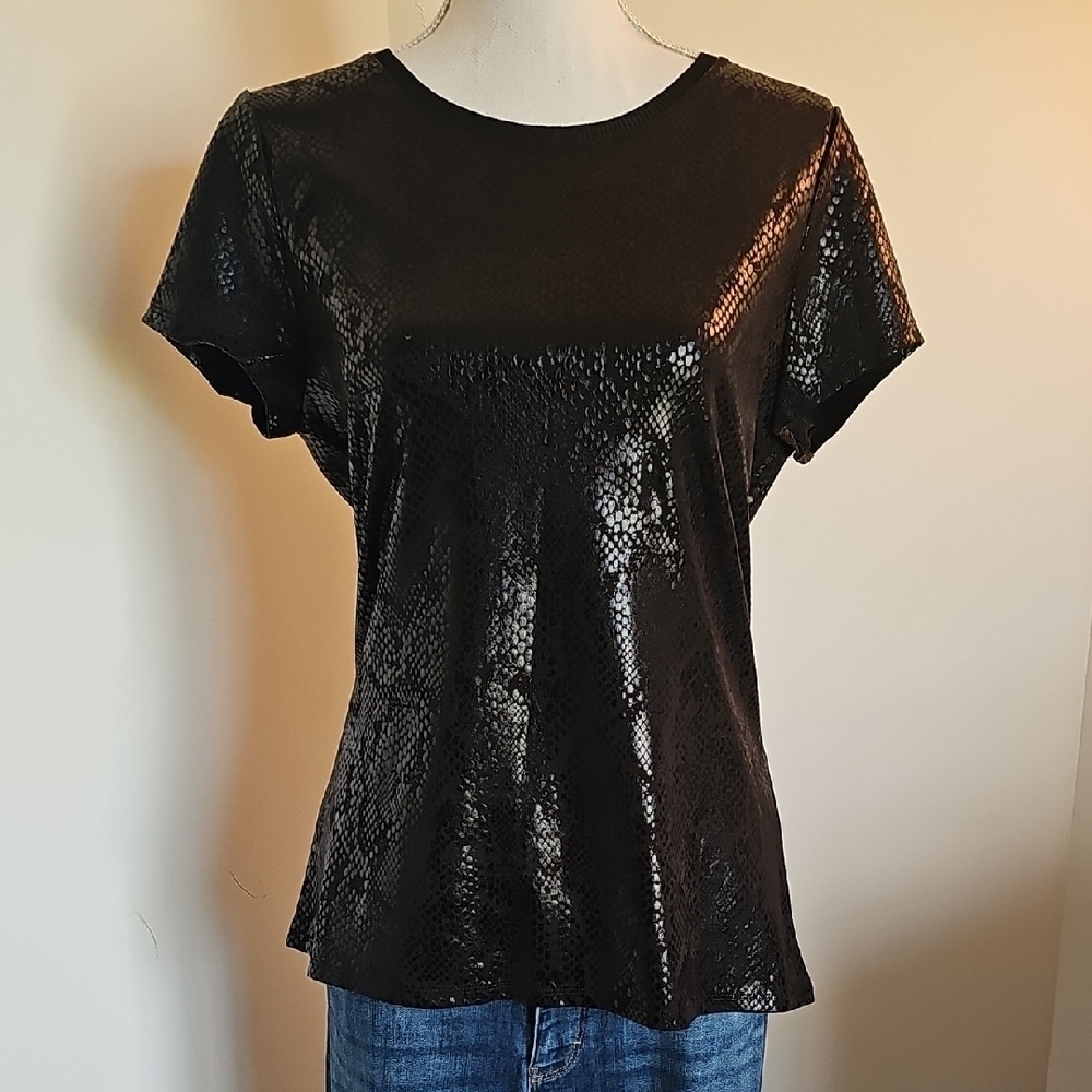 Black Snakeskin Shimmer Women's Top